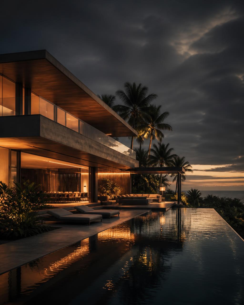 Residência Planet ao entardecer na Riviera de São Lourenço
